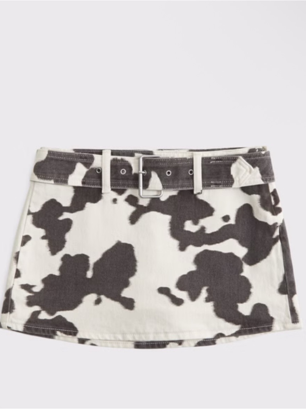 Abercrombie & Fitch Belted Cow Print Denim Mini Skort